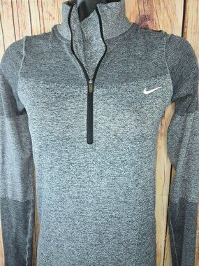 Nike Womens Gray Half-Zip Long Sleeve Running Top XS Activewear